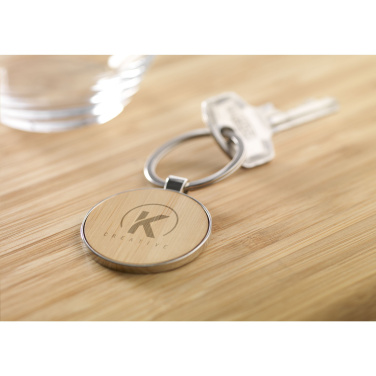 Logo trade promotional giveaways image of: Bamboo Key Circle keyring