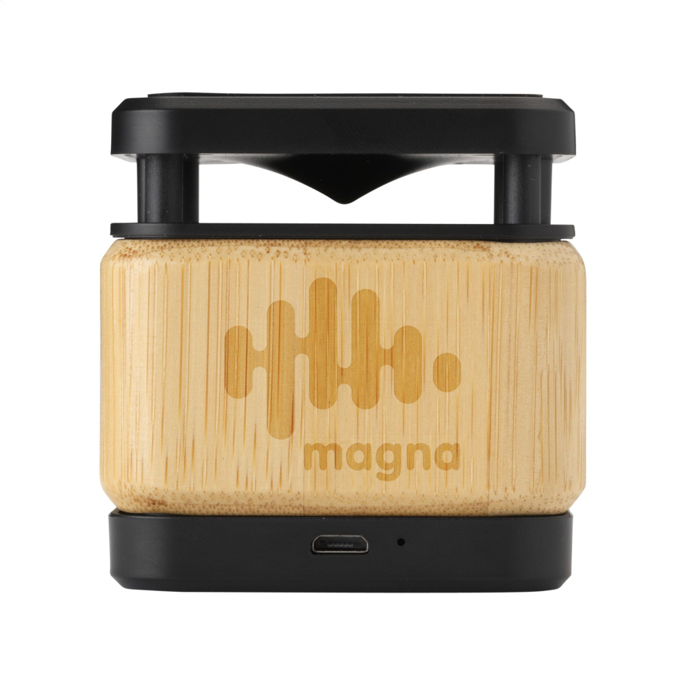 Logo trade business gift photo of: Bamboo Block Speaker with wireless charger
