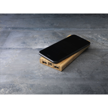 Logo trade promotional item photo of: Bamboo 8000 Wireless Powerbank wireless charger