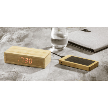 Logo trade promotional items image of: Bamboo Alarm Clock with Wireless Charger