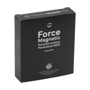 Logo trade promotional item photo of: Force Magnetic RCS Recycled Wireless Powerbank 5000