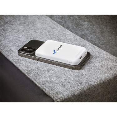 Logo trade promotional items image of: Force Magnetic RCS Recycled Wireless Powerbank 5000