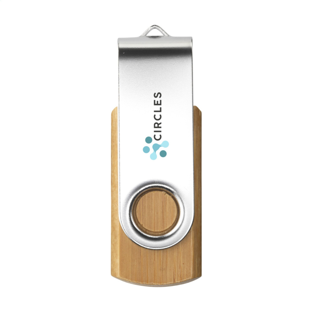 Logo trade business gift photo of: USB Twist Bamboo from stock 16 GB
