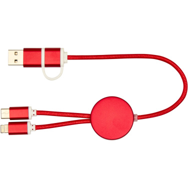 Logo trade promotional giveaways image of: Alasia 5-in-1 recycled aluminium and plastic 30 cm data sync and 27W fast charge cable