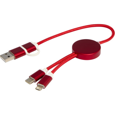 Logo trade promotional gifts image of: Alasia 5-in-1 recycled aluminium and plastic 30 cm data sync and 27W fast charge cable