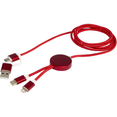 Logotrade promotional gift image of: Alasia 5-in-1 recycled aluminium and plastic 150 cm data sync and 27W fast charge cable