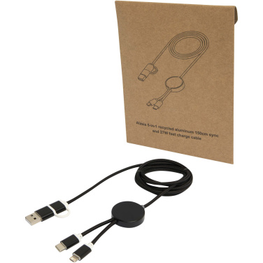 Logotrade advertising products photo of: Alasia 5-in-1 recycled aluminium and plastic 150 cm data sync and 27W fast charge cable