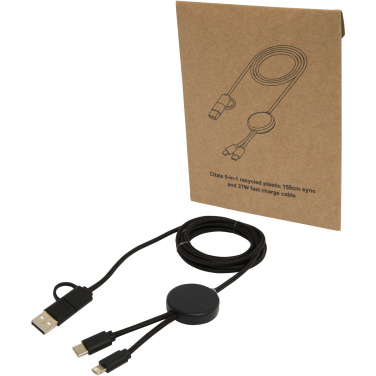 Logotrade promotional product picture of: Citala 5-in-1 recycled plastic 150 cm data sync and 27W fast charge cable