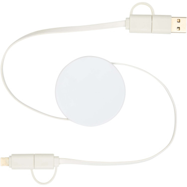 Logotrade promotional product image of: Citala 5-in-1 recycled plastic 90 cm retractable data sync and 40W fast charge cable