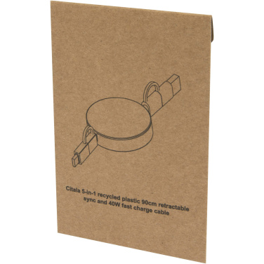 Logo trade promotional gifts image of: Citala 5-in-1 recycled plastic 90 cm retractable data sync and 40W fast charge cable