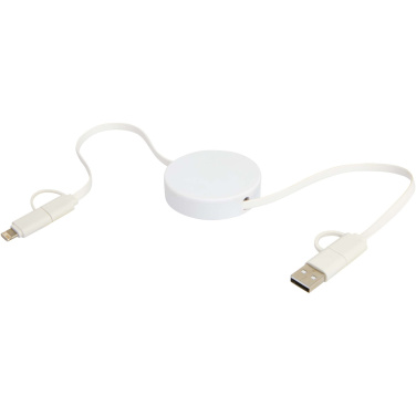 Logo trade corporate gift photo of: Citala 5-in-1 recycled plastic 90 cm retractable data sync and 40W fast charge cable