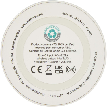 Logo trade business gift photo of: Freal 15W recycled plastic wireless charging pad