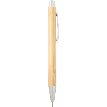Logotrade promotional merchandise image of: Oblys bamboo ballpoint pen and mechanical pencil set (black ink)