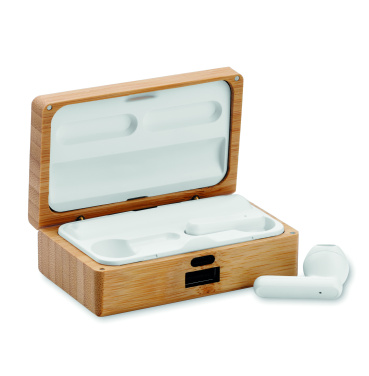 Logotrade promotional gift picture of: TWS earbuds in bamboo case