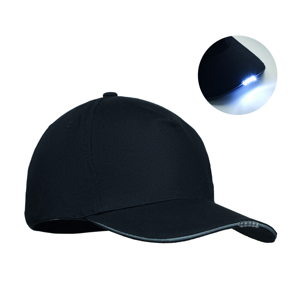 Logo trade promotional merchandise image of: 5 panel LED cotton cap 220gr/m²