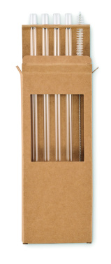 Logo trade promotional merchandise photo of: 4 reusable glass straws