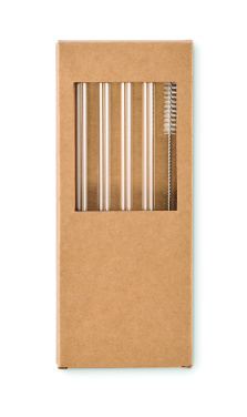 Logo trade promotional products image of: 4 reusable glass straws