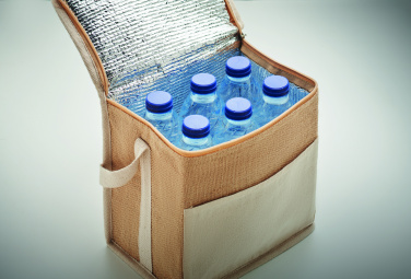 Logo trade advertising products picture of: Jute and canvas cooler bag 3L
