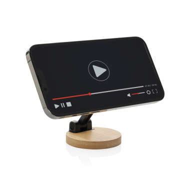 Logotrade promotional items photo of: Magmount RCS recycled plastic and bamboo phone stand