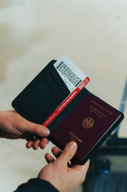 Logo trade corporate gifts image of: Trackmate RCS rpolyester passport holder worldwide locating