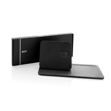 Logotrade promotional merchandise image of: Swiss Peak 3 in 1 RCS recycled PU wireless charger desk tray