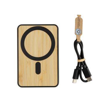 Logo trade promotional gifts picture of: Zen RCS rplastic 5000 mah 5W magnetic bamboo powerbank