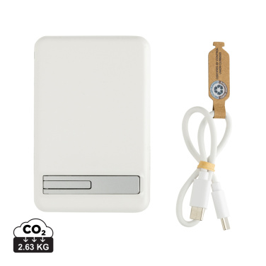 Logo trade corporate gift photo of: Zen RCS rplastic 5000 mah 5W magnetic bamboo powerbank