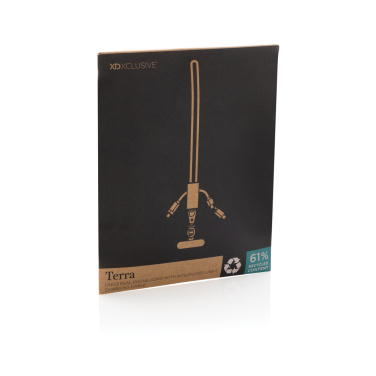 Logo trade promotional giveaway photo of: Terra RCS recycled PET phone cord with dual charge cable