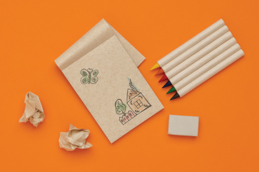 Logo trade promotional giveaways image of: Micki GRS infinity 6pc coloring pencil set with notepad