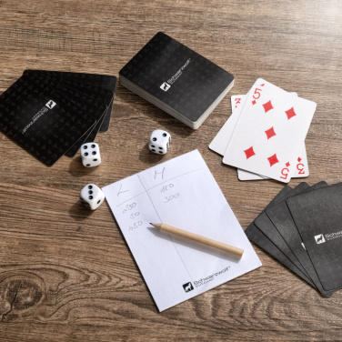 Logo trade promotional merchandise photo of: Set of playing cards and dice MURRAY Schwarzwolf