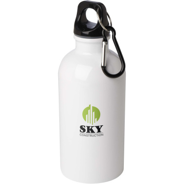 Logo trade business gift photo of: Oregon 400 ml RCS certified single wall stainless steel water bottle with carabiner