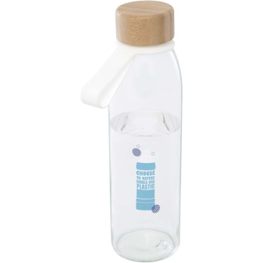 Logotrade promotional gift picture of: Porto 500 ml glass water bottle with silicone handle and bamboo lid