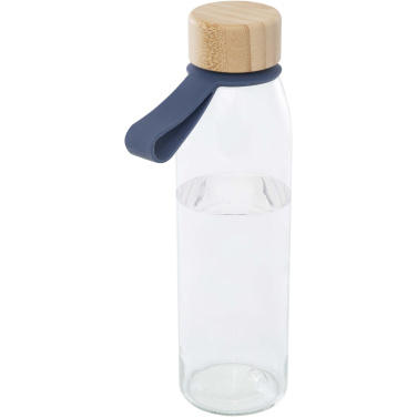 Logotrade advertising product image of: Porto 500 ml glass water bottle with silicone handle and bamboo lid