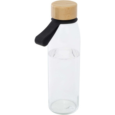 Logo trade advertising product photo of: Porto 500 ml glass water bottle with silicone handle and bamboo lid