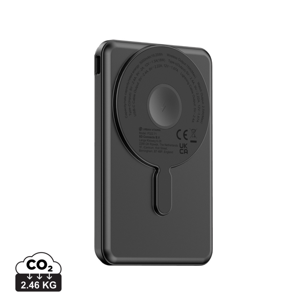 Logo trade promotional giveaways image of: Urban Vitamin Redwood 5in1 5000mah 20W PD magnetic powerbank