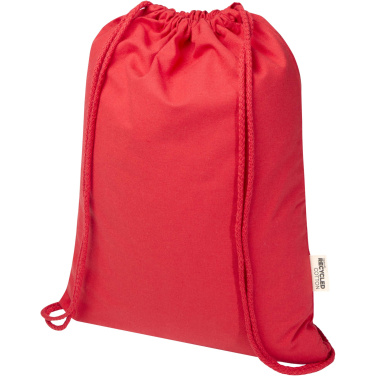 Logo trade promotional giveaway photo of: Oregon Blend 140 g/m² GRS recycled drawstring bag 5L