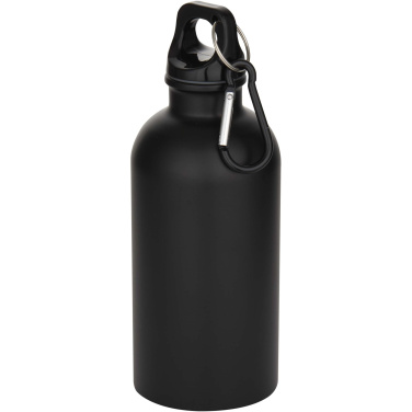 Logo trade promotional merchandise picture of: Oregon 400 ml matte RCS recycled single wall stainless steel water bottle with carabiner