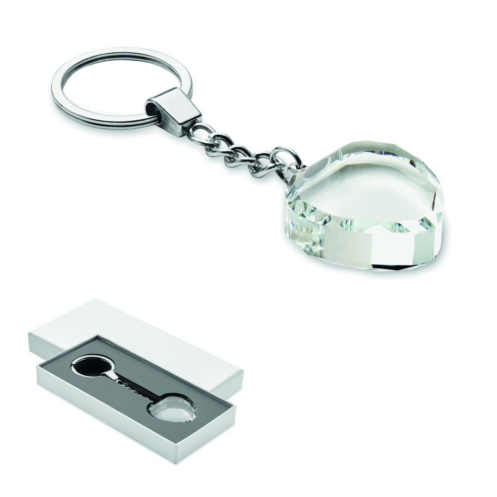 Logo trade promotional items image of: Glass heart award key ring