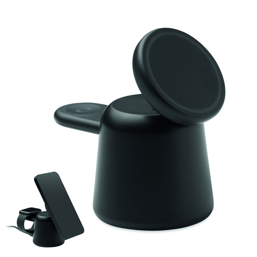Logo trade promotional merchandise image of: 3 in 1 wireless charger 15W