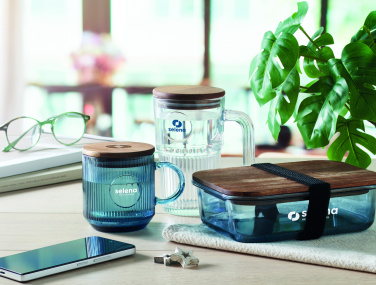 Logo trade promotional giveaway photo of: Ribbed glass mug 300ml