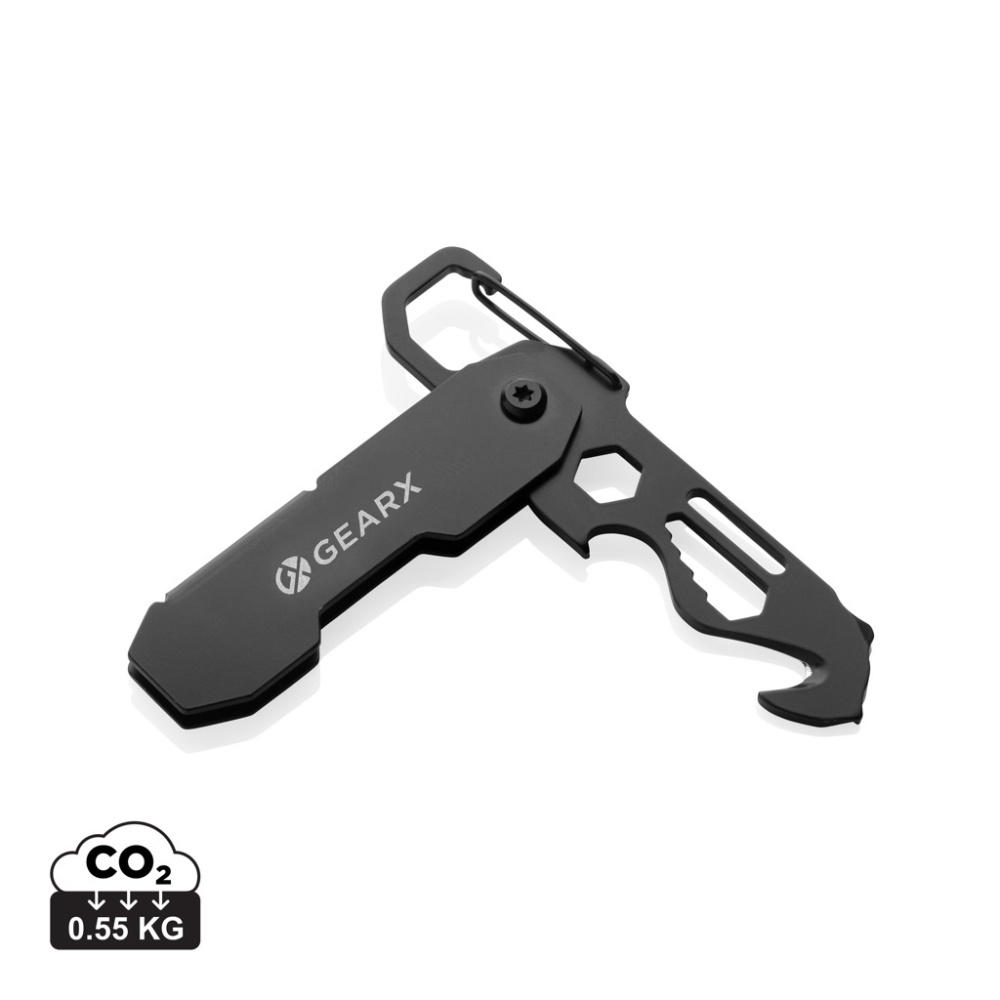 Logotrade promotional product image of: Gear X foldable EDC tool with carabiner and parcel cutter