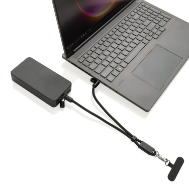 Logotrade promotional gift picture of: LoopAmp RCS RPET adjustable phone wrist strap 60W cable