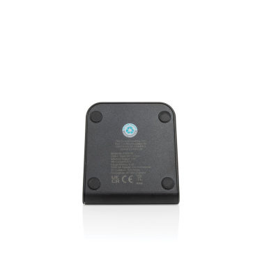Logo trade corporate gifts image of: VoltPerch RCS recycled plastic 15W magnetic wireless charger