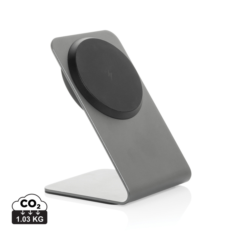 Logo trade corporate gifts image of: Terra aluminium 15W magnetic wireless charging phone stand