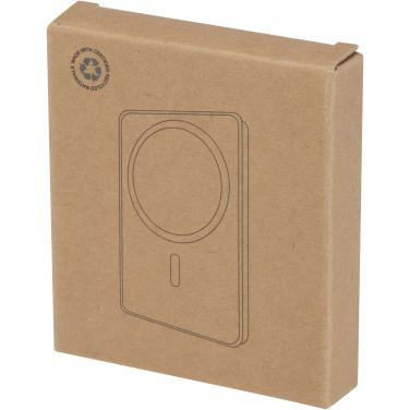 Logo trade promotional items image of: Acrab 5000 mAh 15W magnetic wireless power bank with 20W PD - made from recycled plastic