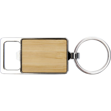 Logo trade promotional gift photo of: Snapper bamboo keychain with bottle opener
