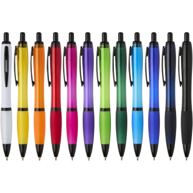 Logo trade promotional gift photo of: Nash recycled plastic ballpoint pen with black trims (black ink)