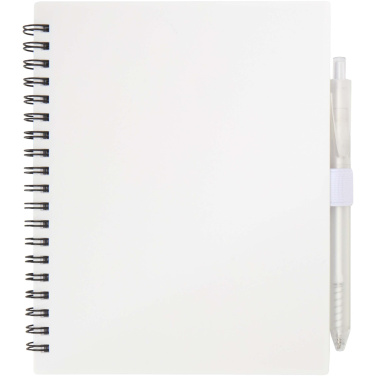 Logotrade promotional gift picture of: Niove recycled plastic soft cover notebook and ballpoint pen set (blue ink)