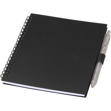 Logotrade promotional giveaway image of: Niove recycled plastic soft cover notebook and ballpoint pen set (blue ink)