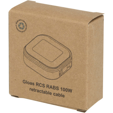 Logo trade promotional gifts image of: Gloas 5-in-1 recycled retractable data sync and 100W fast charge cable with smartphone tool kit